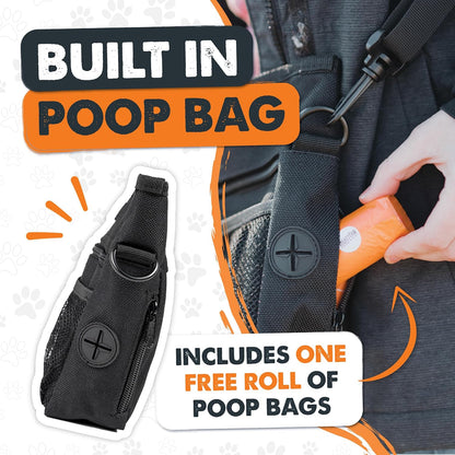 Dog Treat Pouch | No Spill Magenetic Clasp - Hands-Free Pouches for Training - Pets Training Treat Pouches for Dog Walks - Pet Bags Pouch - Built in Poop Bag Holder - Black