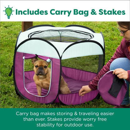Pet Products Mesh Open-Air Pet Playpen - Gray Pebbles, Large