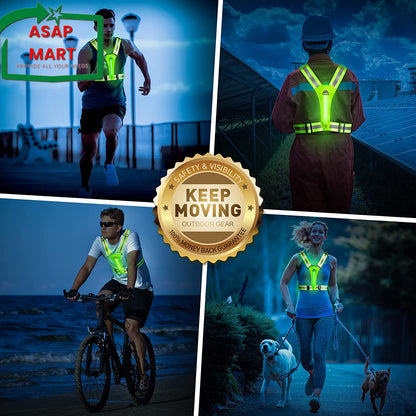 LED Reflective Vest Safety Gear, Light up Vest for Night Walking Cycling, High