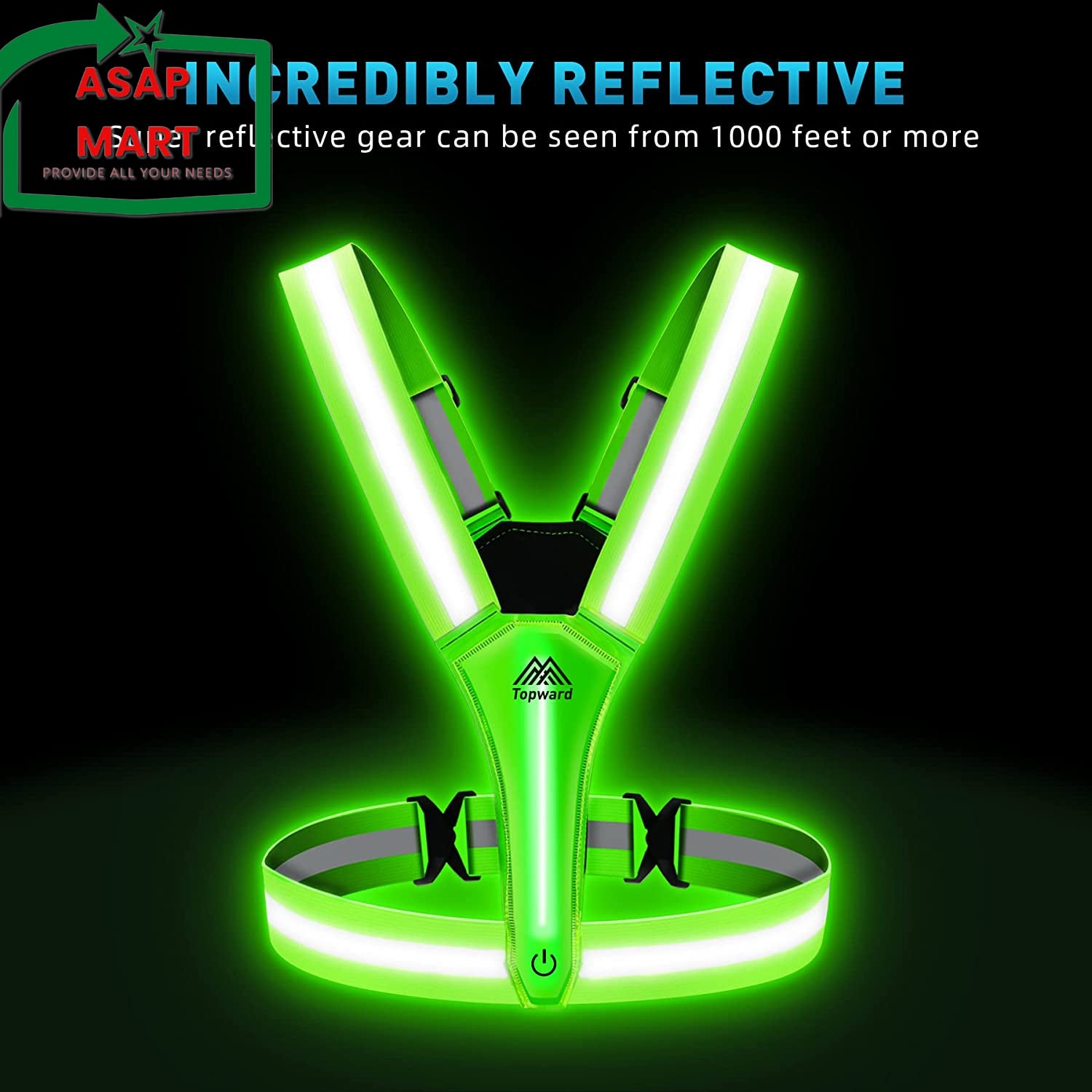LED Reflective Vest Safety Gear, Light up Vest for Night Walking Cycling, High