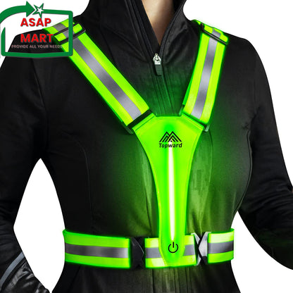 LED Reflective Vest Safety Gear, Light up Vest for Night Walking Cycling, High