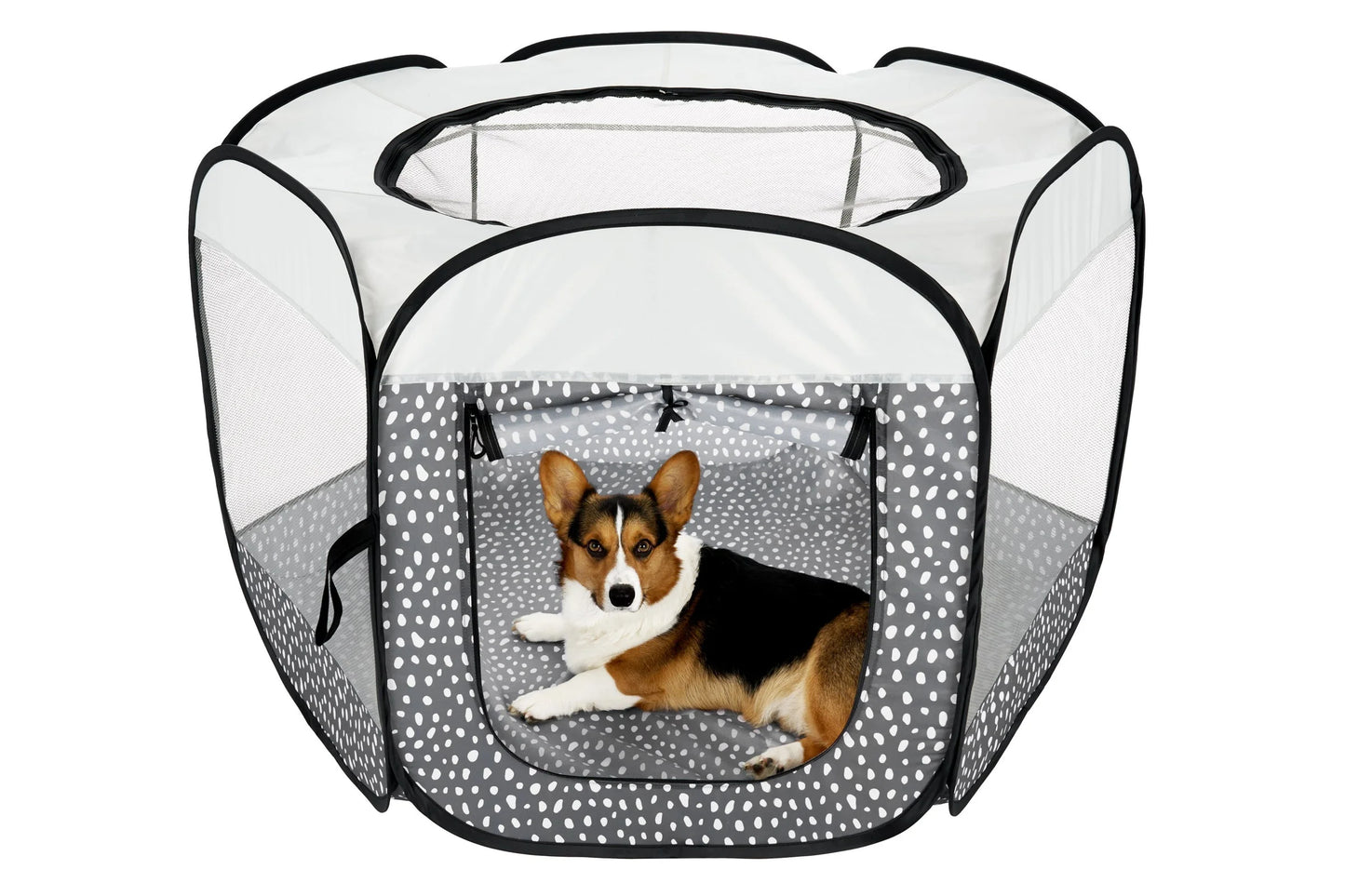 Pet Products Mesh Open-Air Pet Playpen - Gray Pebbles, Large