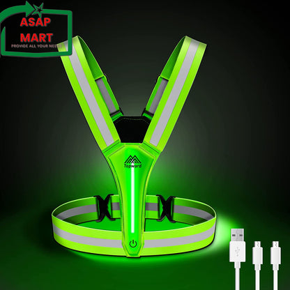 LED Reflective Vest Safety Gear, Light up Vest for Night Walking Cycling, High