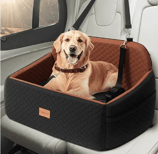 Large Dog Car Seat,  Elevated Pet Car Seat for Dogs up to 55Kg, Detachable & Washable Car Dog Bed with Storage Pockets