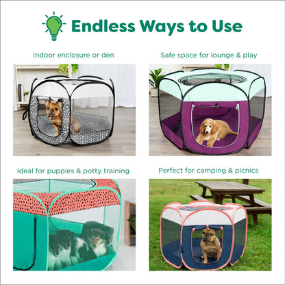 Pet Products Mesh Open-Air Pet Playpen - Gray Pebbles, Large