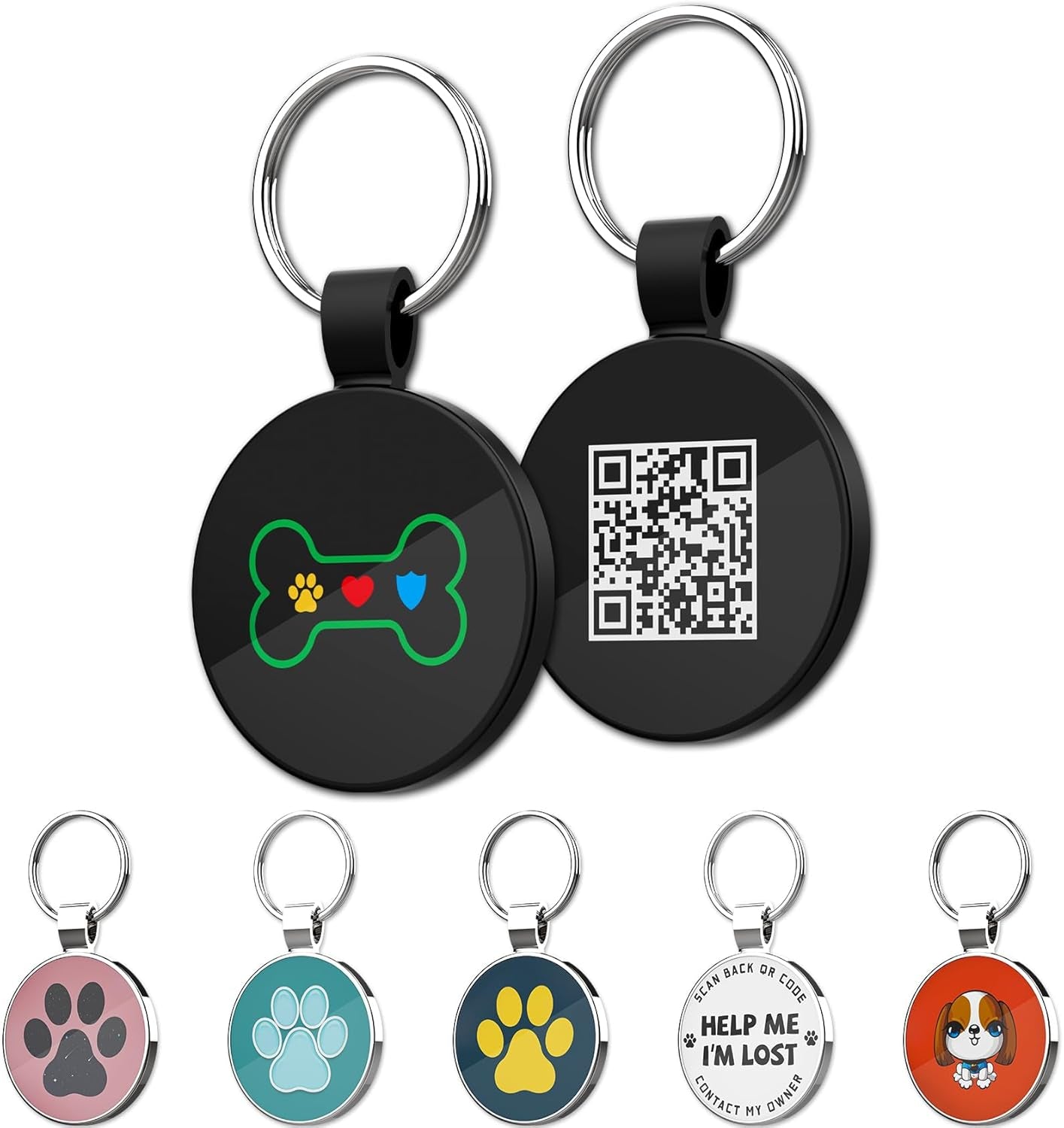 QR Code Pet ID | Personalized Dog & Cat Collar Tag | Online Profile with Instant Scanned Location Alert Email