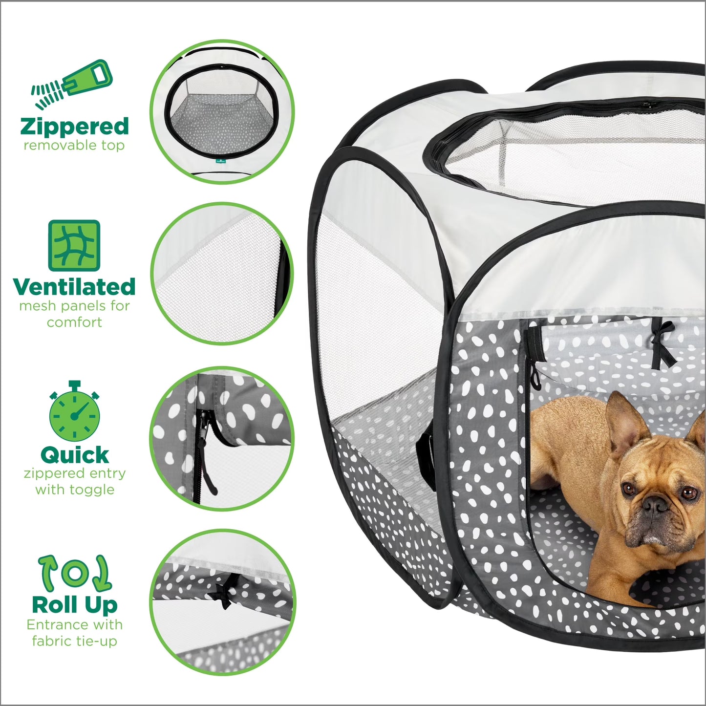 Pet Products Mesh Open-Air Pet Playpen - Gray Pebbles, Large