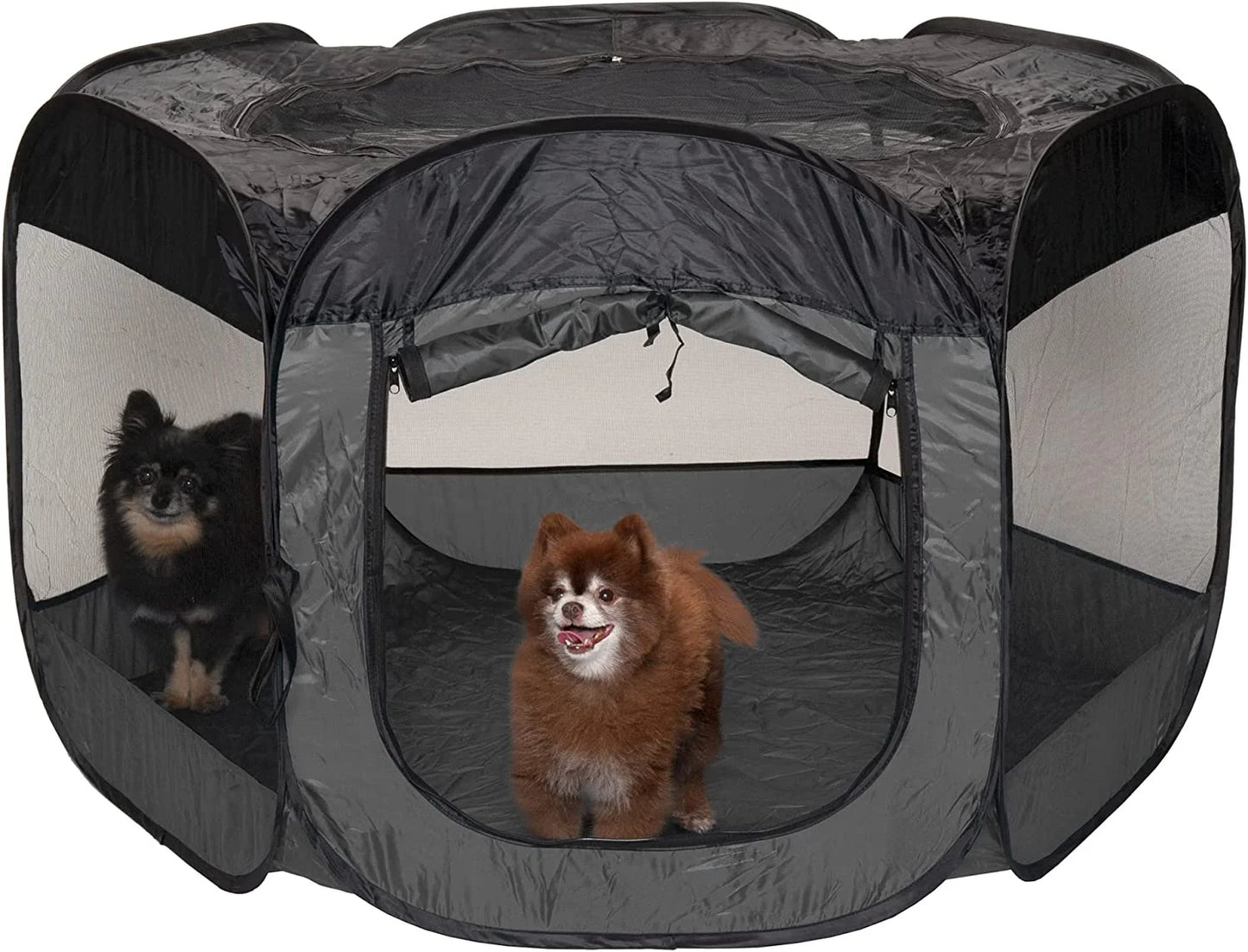 Pet Products Mesh Open-Air Pet Playpen - Gray Pebbles, Large