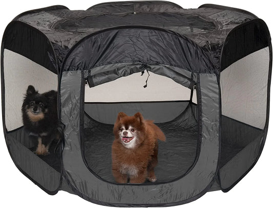 Pet Products Mesh Open-Air Pet Playpen - Gray Pebbles, Large