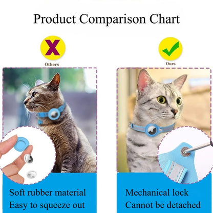 3 Pcs Airtag Cat Collar Breakaway Reflective Kitten Collar with Apple Air Tag Holder and Bell Waterproof Cat Collar, 0.4 Inches3 Pack