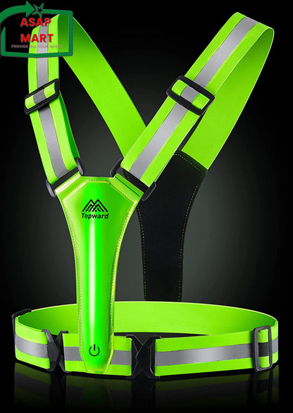 LED Reflective Vest Safety Gear, Light up Vest for Night Walking Cycling, High