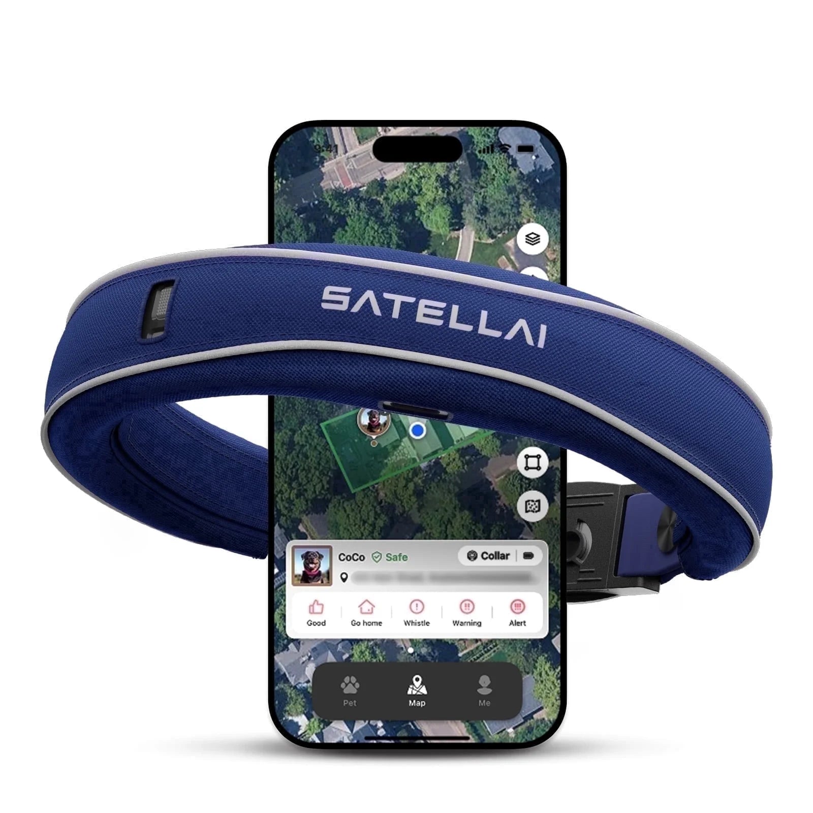GPS Dog Collar with Wireless Fence, AI Analysis & Precise Positioning - 5-Day Battery, IP68 Waterproof, Blue